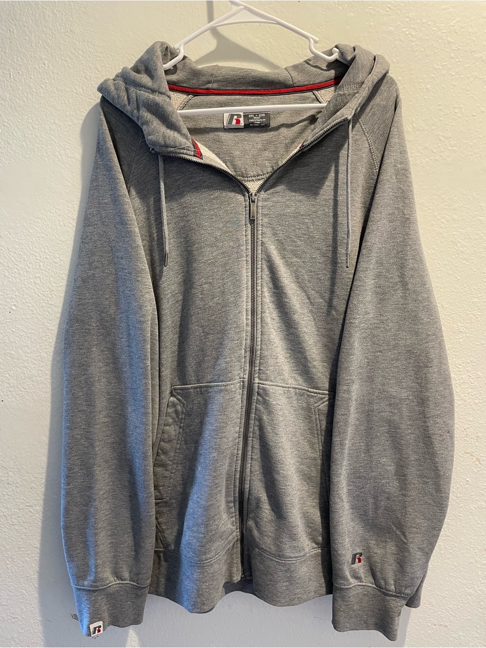 Vintage Y2K Russell Athletic Premium Fleece Full-Zip Hoodie Gray Men's 2XL